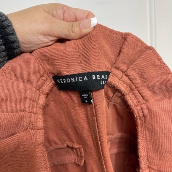 New  VERONICA BEARD Karter Linen-Cotton Belted Pants in Mocha Size 4 - Picture 14 of 15